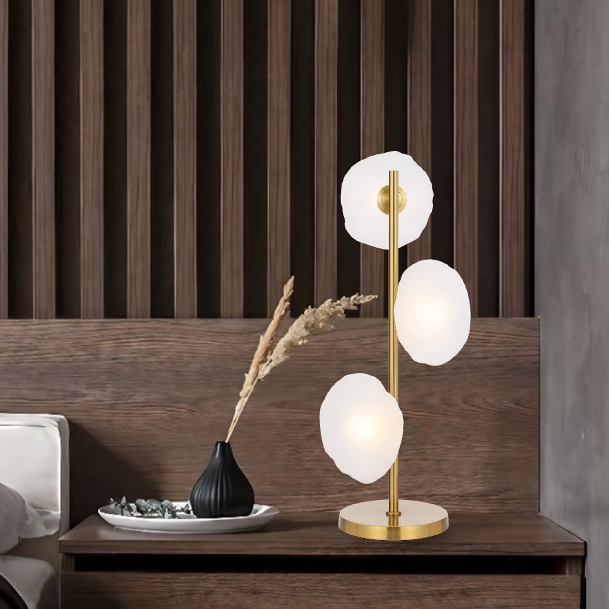Contemporary Chamonix table lamp for modern interiors with frost glass lights