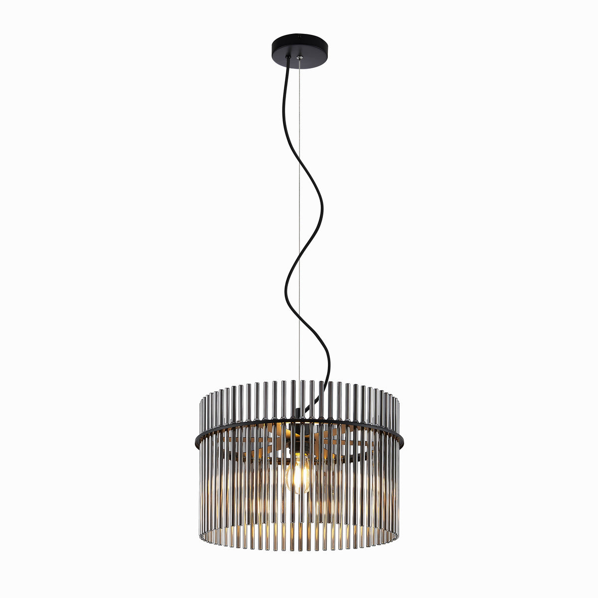 TFS PENDANT 25wE27max D400 H260 CAB 2m BLACK MATT/ SMOKE