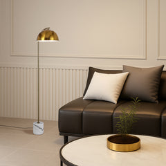 TFS FLOOR LAMP 25wE27max L:400 W:150 H:1500 cable2.0 foot swt WHITE MARBLE/ANT GOLD