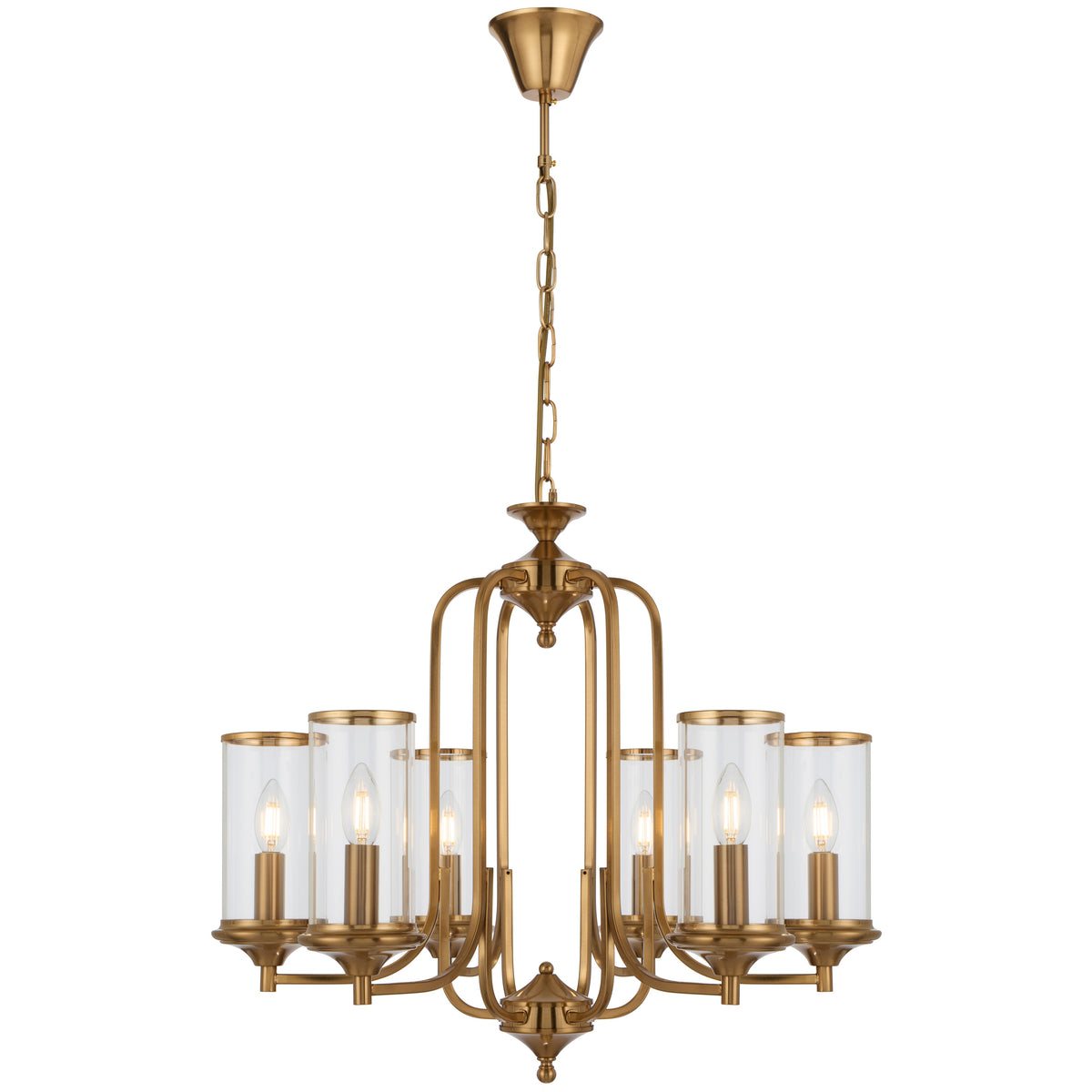 Barcelona TFS 6LT PENDANT 6X25wE14max D640 H540 chain 2m COPPER / CLEAR GLASS