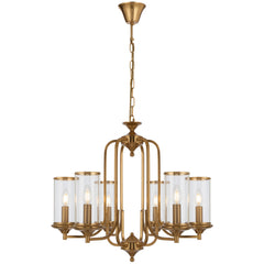 Barcelona TFS 6LT PENDANT 6X25wE14max D640 H540 chain 2m COPPER / CLEAR GLASS