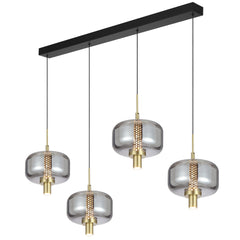 Cadiz TFS 4-Light Bar Pendant – Gold & Smoke Glass
