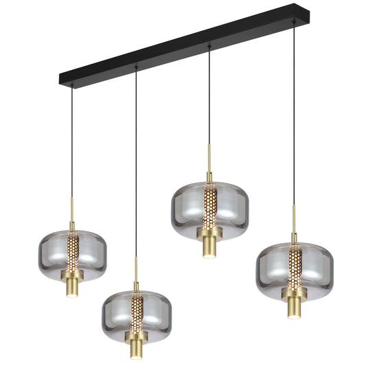 Cadiz TFS 4-Light Bar Pendant – Gold & Smoke Glass