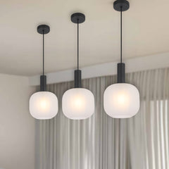 TFS 20CM PENDANT 25wE27max D200 H290 cab 2m BLACK / FROST GLASS
