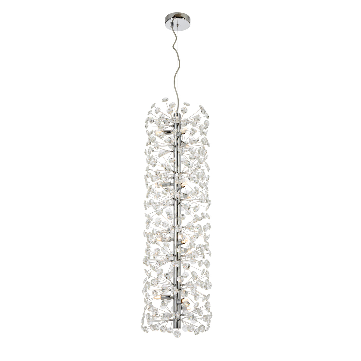 TFS 12LT VERTICAL PENDANT 12x6wG9max D300 H970 CAB.2M CRYSTAL H130 CHROME / CLEAR