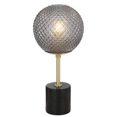 TFS TABLE LAMP 25wE27max D:190 H:415 inline swtch BLACK MARBLE/SMOKE GLASS