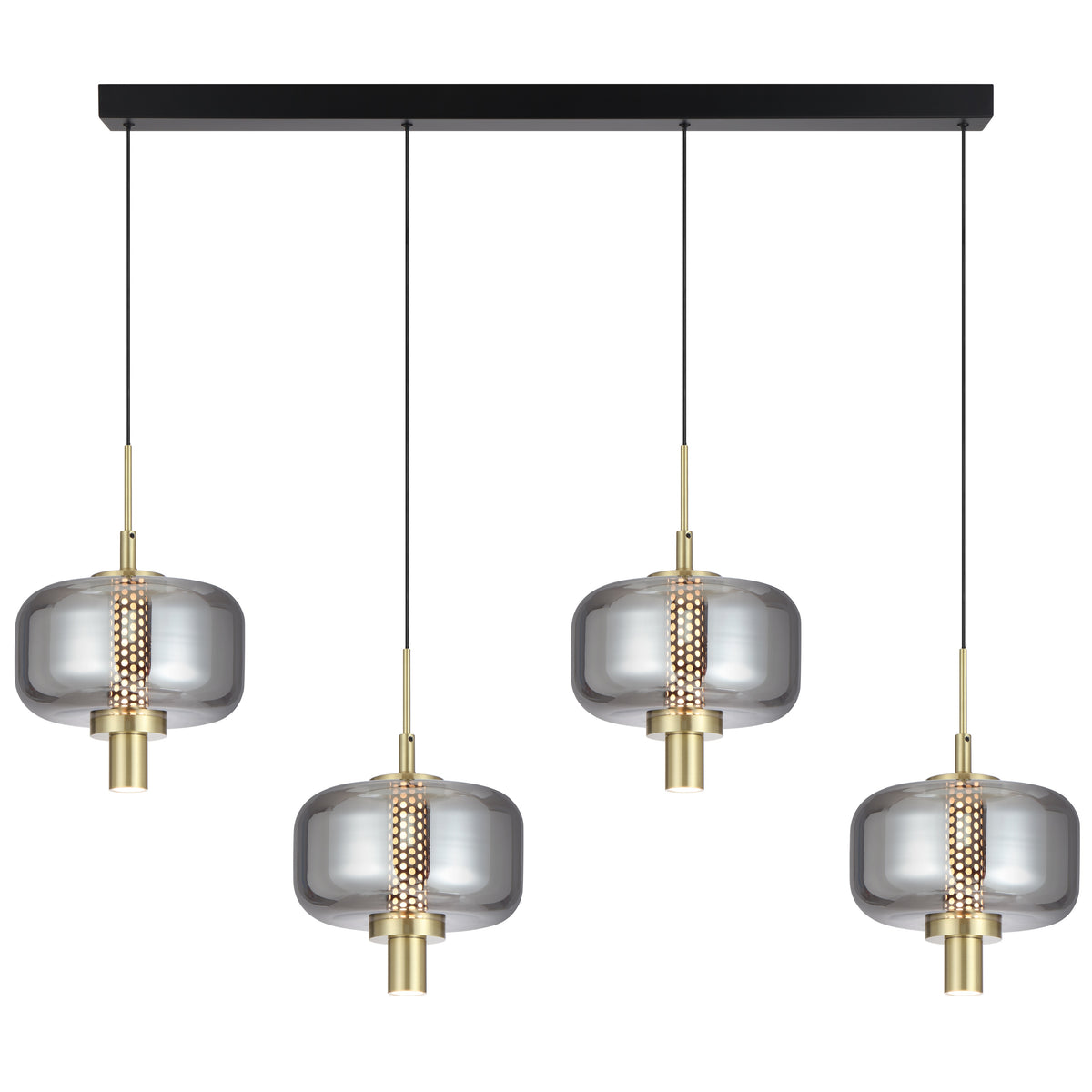 Cadiz 4-Light LED Bar Pendant – 3000K, Gold & Smoke
