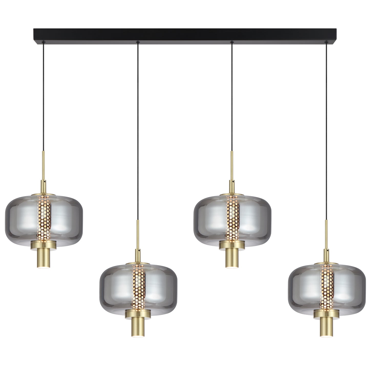 Cadiz 4-Light LED Bar Pendant – 3000K, Gold & Smoke