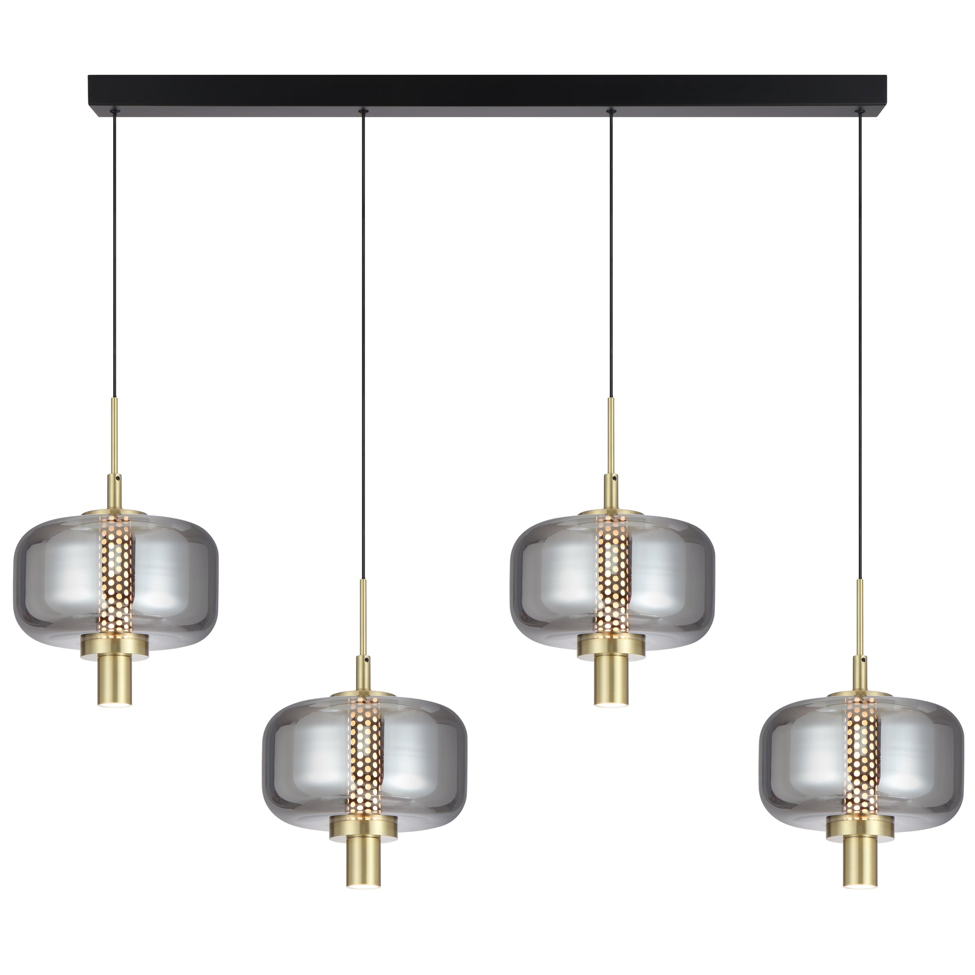 Cadiz 4-Light LED Bar Pendant – 3000K, Gold & Smoke