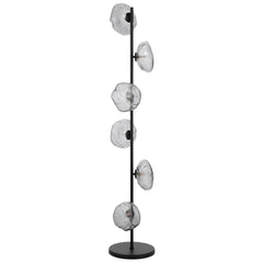 Reims six-light floor lamp with black frame and smoke glass