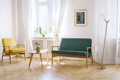 TFS FLOOR LAMP 25wE27max D:200 H:1510 BASE PLATE:280 Foot Switch A.GOLD/OPAL MATT