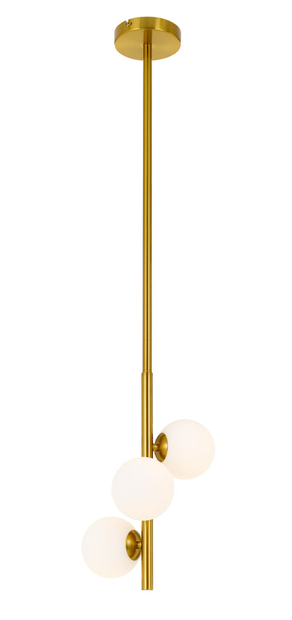 TFS 3 LTS PENDANT 3x6wG9max L:220W:245H:600 ROD:2x6001x300 ANT GOLD FRAME/OPAL MATT GLASS