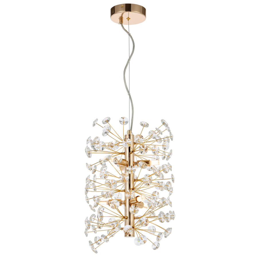 Oviedo TFS 6LT VERTICAL PENDANT 6x6wG9max D300 H350 CAB.2M CRYS H130 GOLD / CLEAR