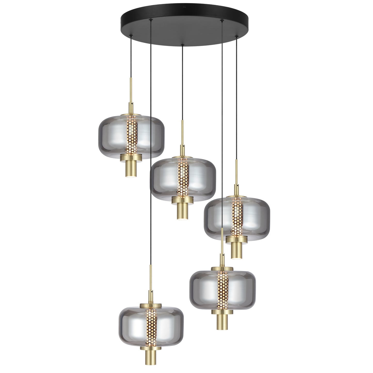 Almeria TFS 5-Light Pendant – Gold & Smoke Glass