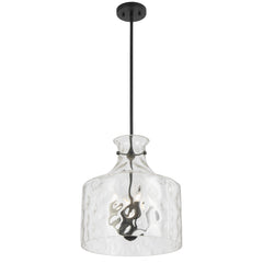 Solline TFS 4LT PENDANT 4x25wE14max D:380 H:420 ROD 1.5m BLACK MATT/ CLEAR WATER STREAK