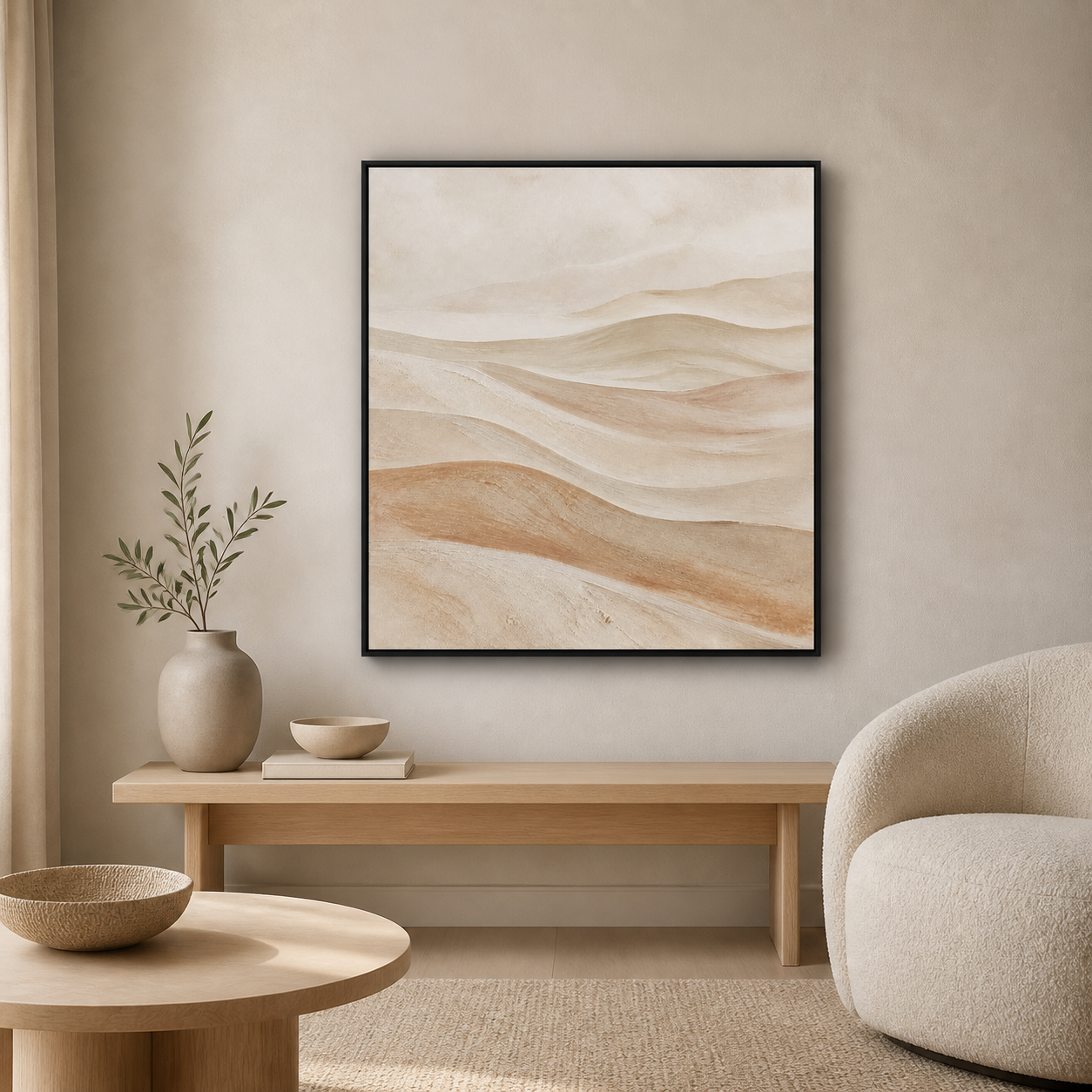 Dune Tides black floating frame canvas