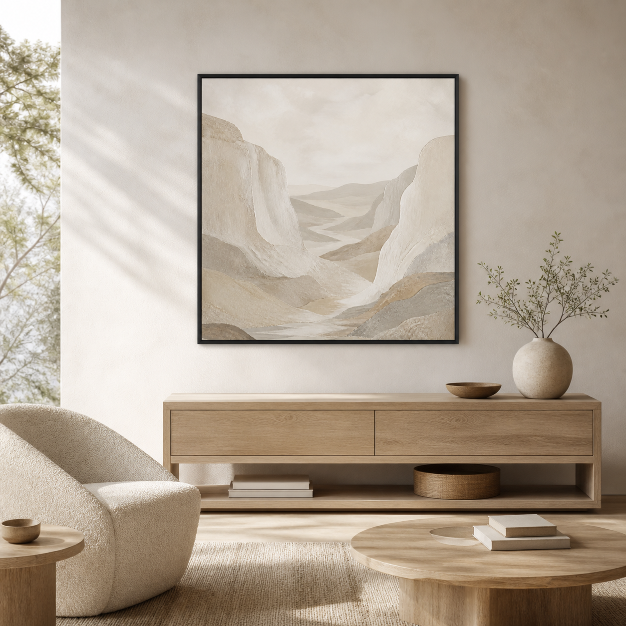 Limestone Valley black floating frame canvas