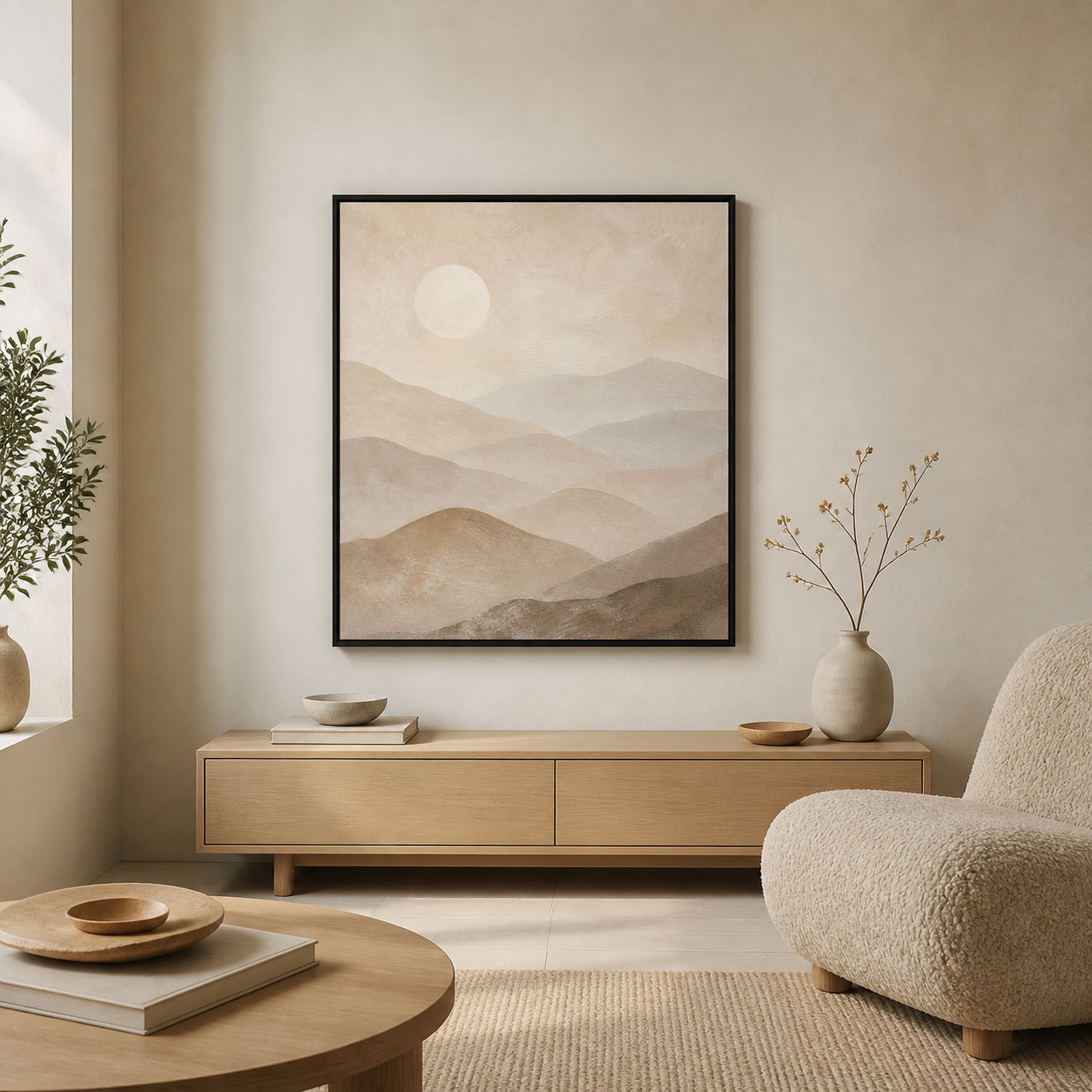 Quiet Ranges black floating frame canvas