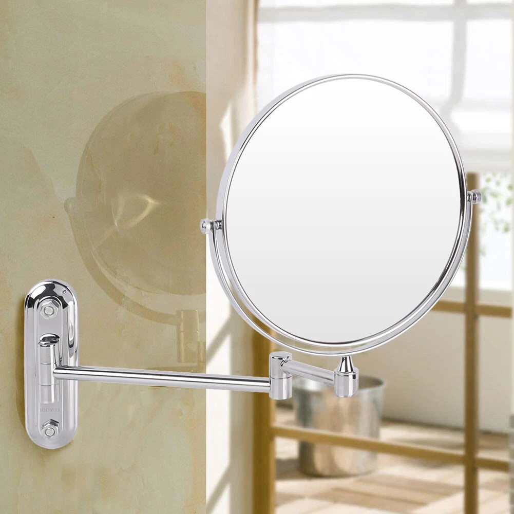 Wall mounted chrome magnifying mirror with double sides