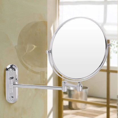 Wall mounted chrome magnifying mirror with double sides