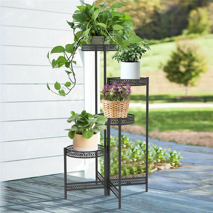 Raised tray edge on the foldable plant stand