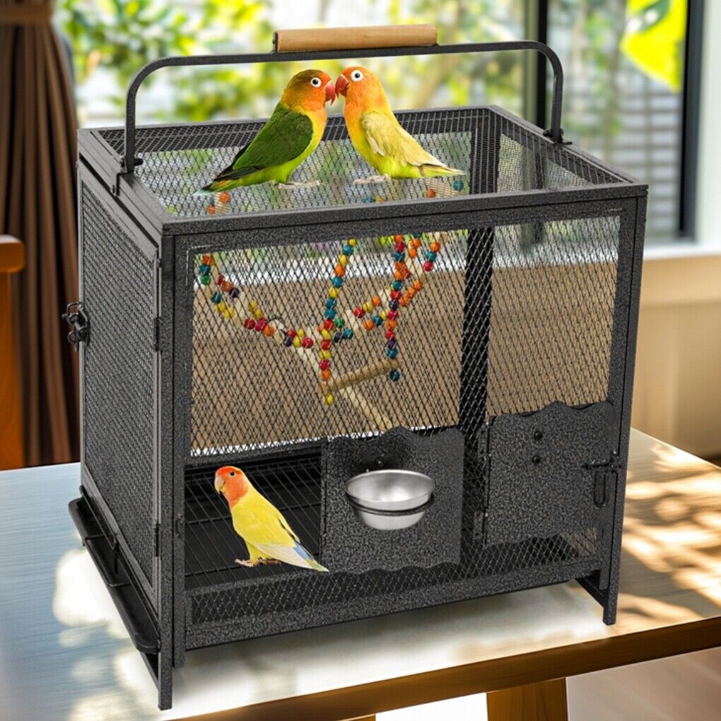 P&P Large Iron Travel Bird Cage Small Parrots Pet House with Ladder Swing & Bowls AU