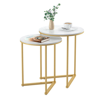 P&P 2PCS High Side End Sofa Table Nesting Drink Coffee Table w/ Unique V-shaped Base