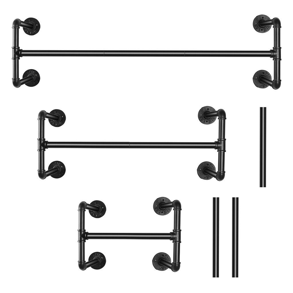 P&P Super Space-Saving Wall-Mounted Clothes Rack Detachable Garment Bar for Retail