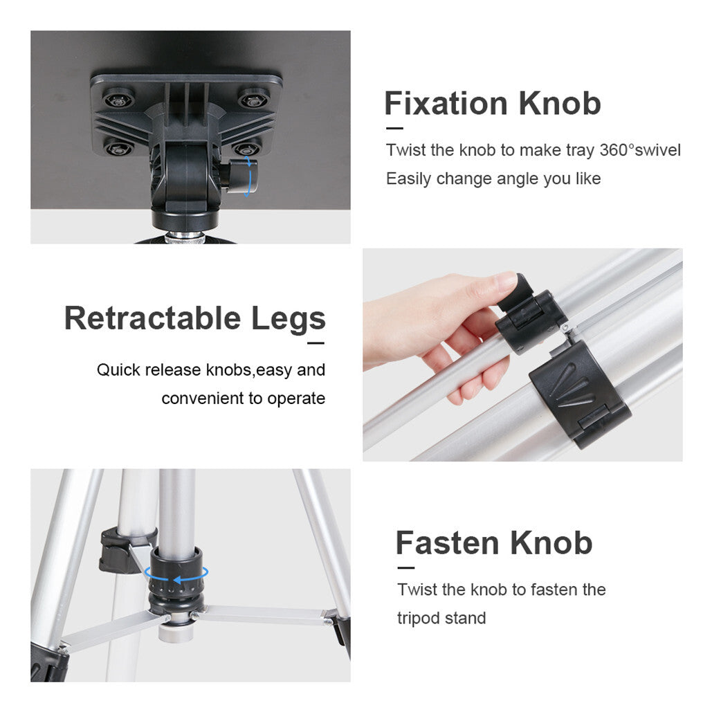 Tripod equipment stand dimensions and accessories