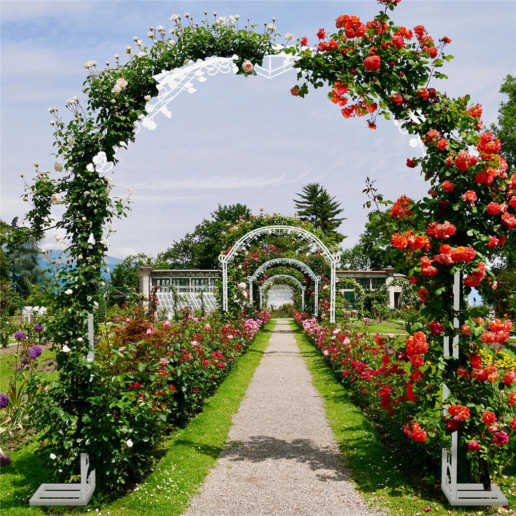 P&P Weatherproof White Wedding Archway Backdrop Stand Garden Arch Trellis Arbor 2.4M
