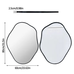 Black Frame Irregular Wall Mirror Vertical Hanging Bathroom Makeup Mirror 60x80cm