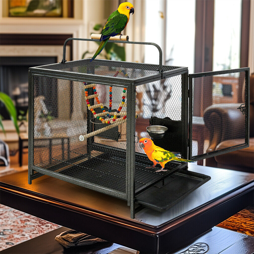 P&P Large Iron Travel Bird Cage Small Parrots Pet House with Ladder Swing & Bowls AU