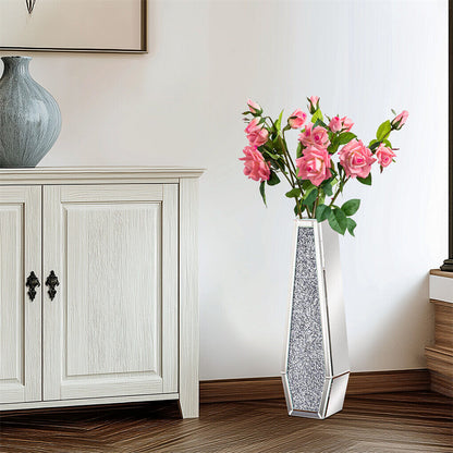 Reflective decorative floor vase from the side