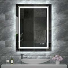 Rectangular backlit LED bathroom mirror front view