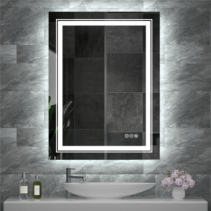 Rectangular backlit LED bathroom mirror front view