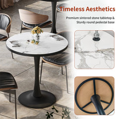 P&P 30-Inch Round Marble Dining Table Modern Dining Room & Outdoor Leisure Coffee Table Furniture