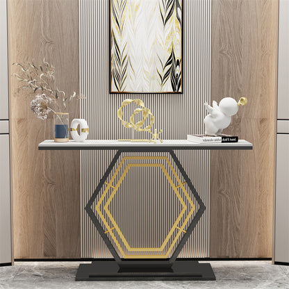 Ultra Long Marble Console Table Scratch-Proof Sintered Stone Accent Foyer Entryway Table
