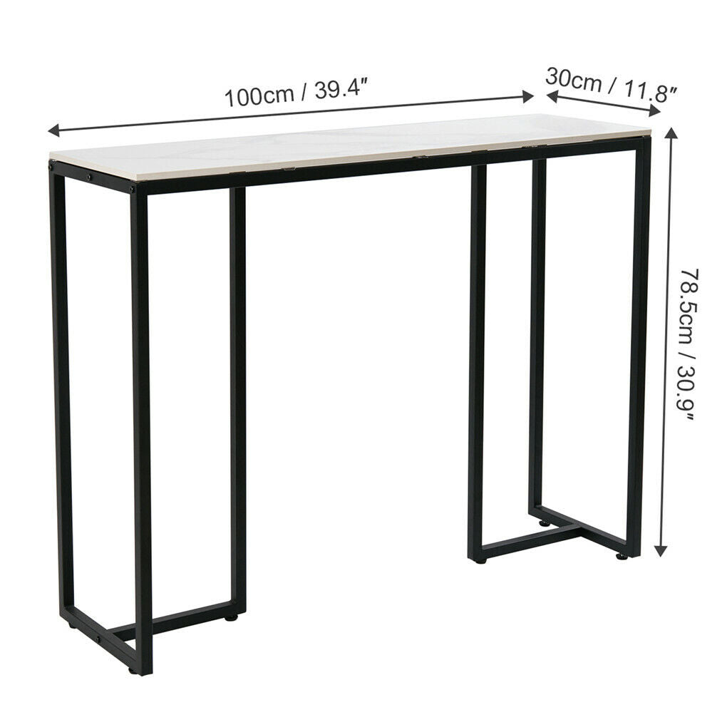 P&P Modern Accent Faux Marble Console Table Black Metal Frame Hallway Living Room