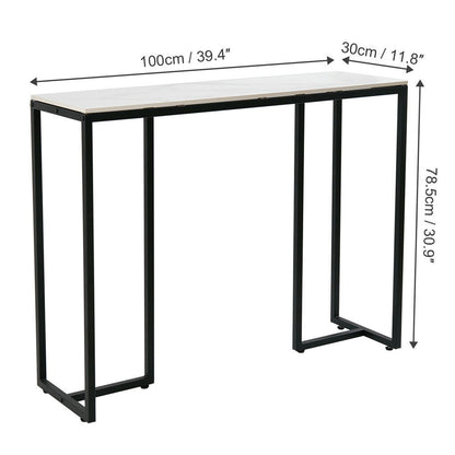 P&P Modern Accent Faux Marble Console Table Black Metal Frame Hallway Living Room
