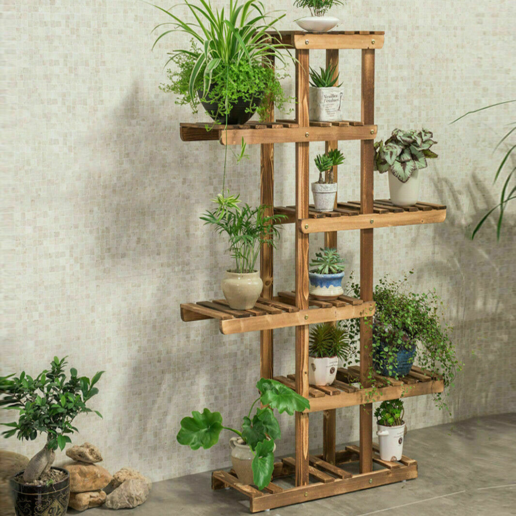 Buy 52-inch wooden plant rack with storage compartments â€“ Australia