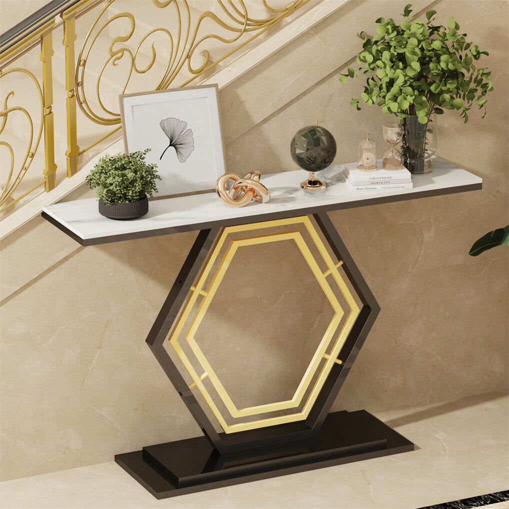 Ultra Long Marble Console Table Scratch-Proof Sintered Stone Accent Foyer Entryway Table