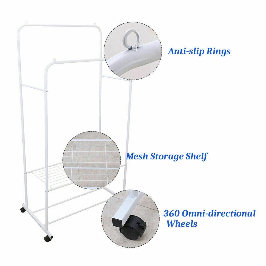 Industrial Clothes Rack with Garment Hanging and Shoe Shelf Storage AU