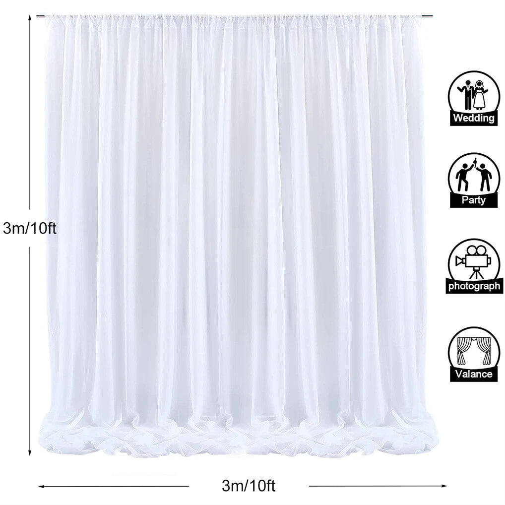 White Sheer Backdrop Drape for Stylish Weddings and Birthdays(3m x 6m)