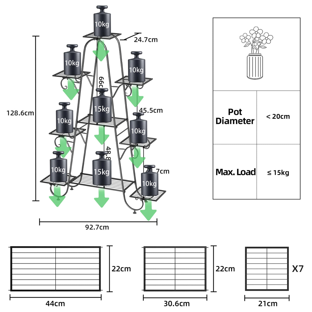 Metal Plant Stand for Flower Pots - Tall Garden Shelf