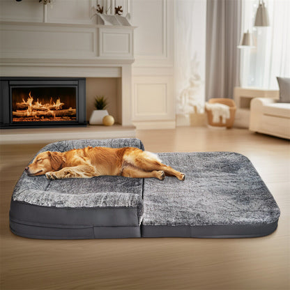 P&P 180CM XXXL Foldable Human Dog Bed Orthopedic Dog Sofa Bed with Bolstered Pillow