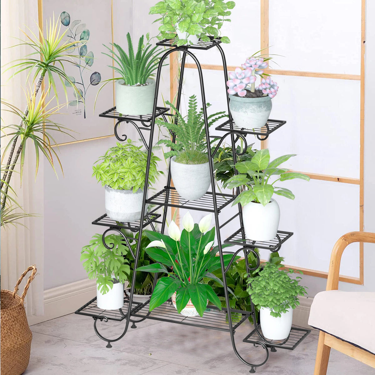 Metal Plant Stand for Flower Pots - Tall Garden Shelf