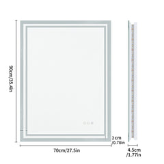Luxury Bathroom Mirror with Built-In Light and Fog Control System