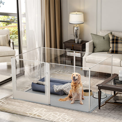 P&P 6 Panels Large Acrylic Dog Playpen Fence Lockable Thicken Pet Whelping Box w Mat