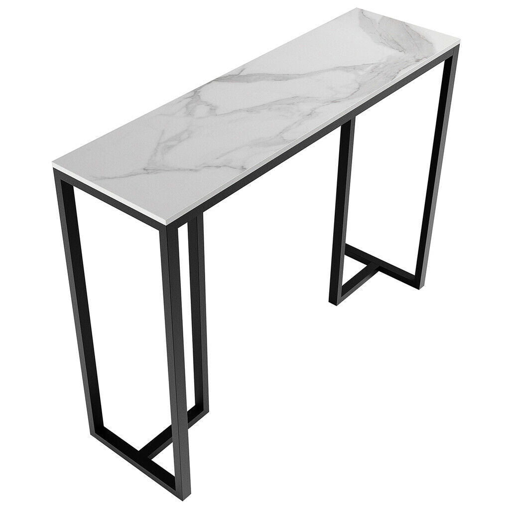 P&P Modern Accent Faux Marble Console Table Black Metal Frame Hallway Living Room