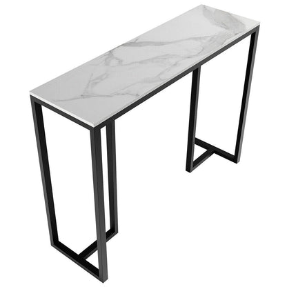 P&P Modern Accent Faux Marble Console Table Black Metal Frame Hallway Living Room